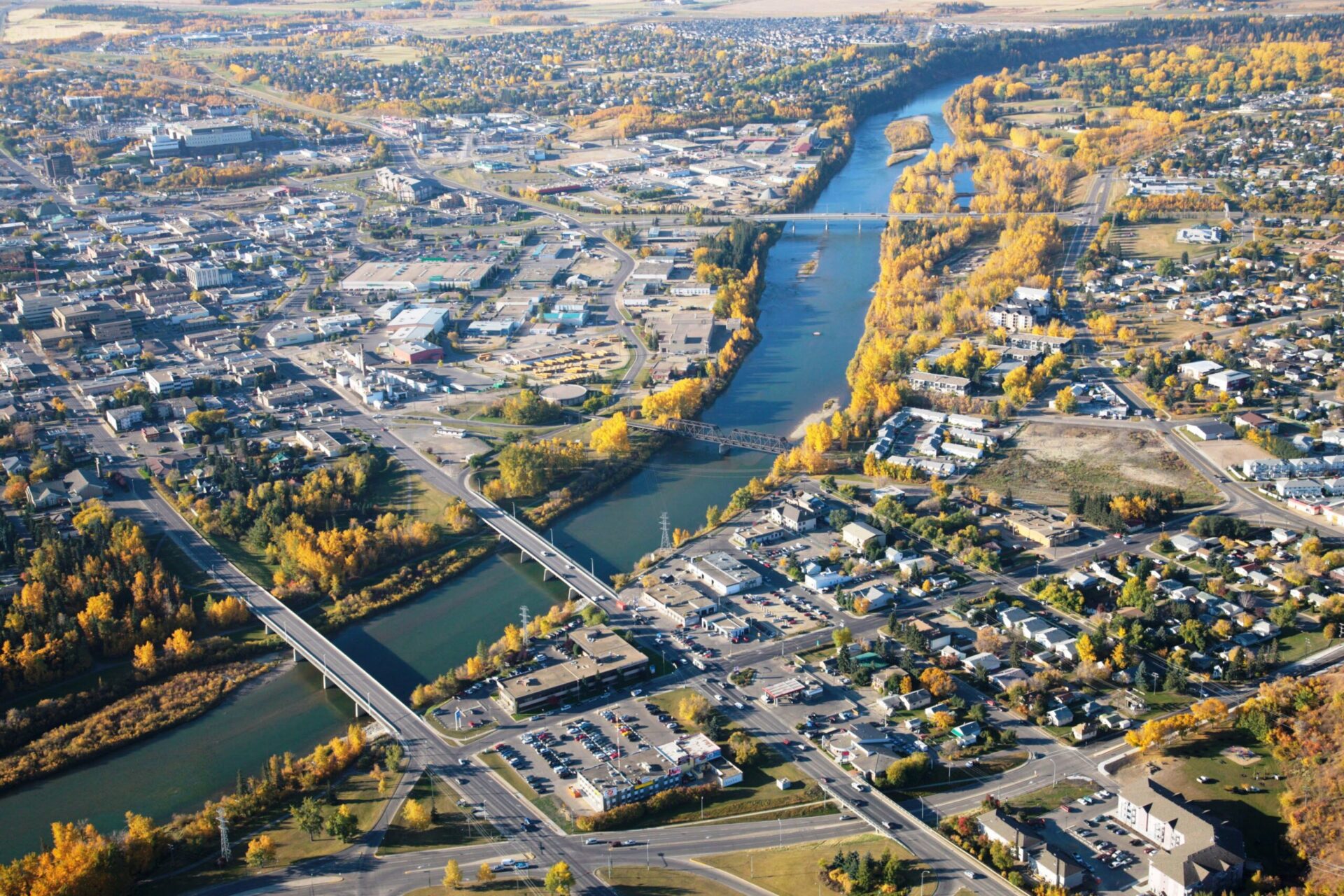 Aerial shot of Red Deer